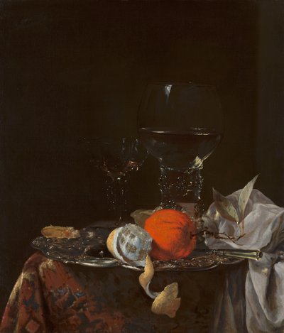 Still Life with Fruit and Glasses on a Silver Tray by Willem Kalf